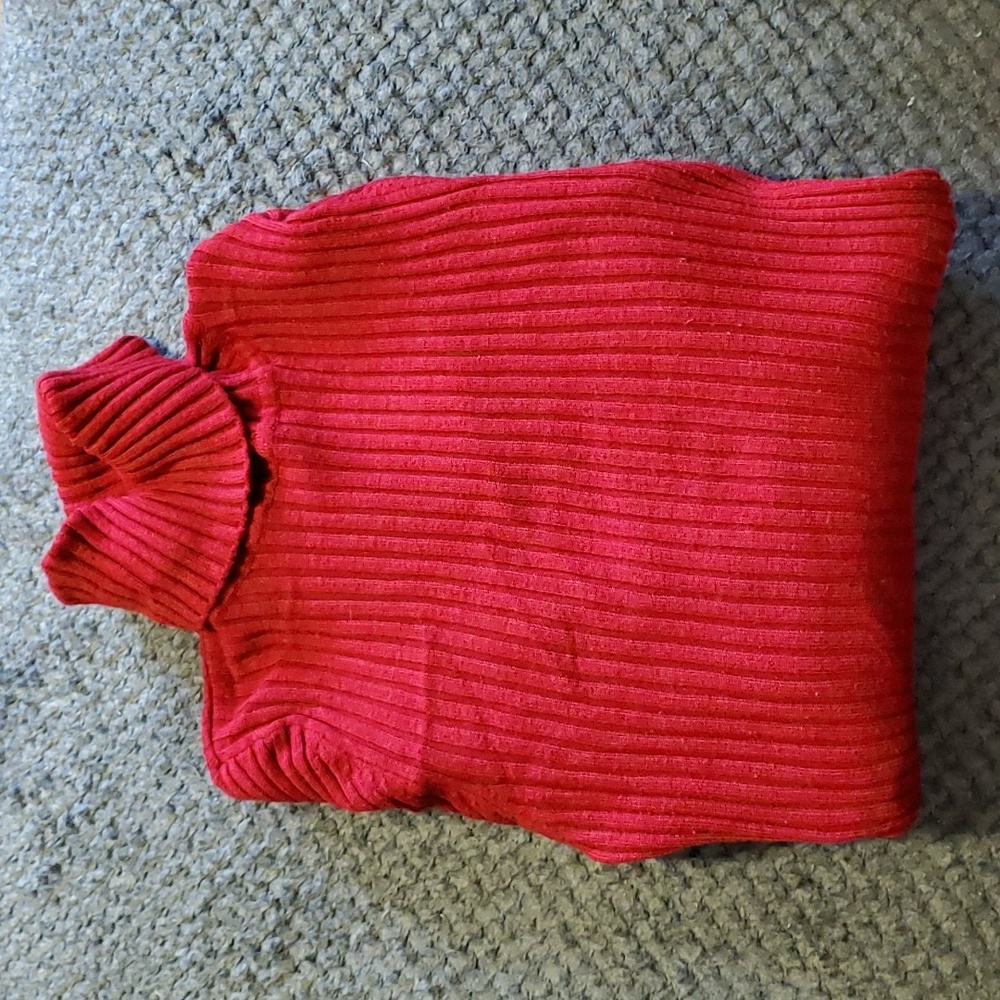 Red turtle neck sweater